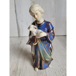 Nativity scene Shepherd boy lamb figure ceramic Xmas